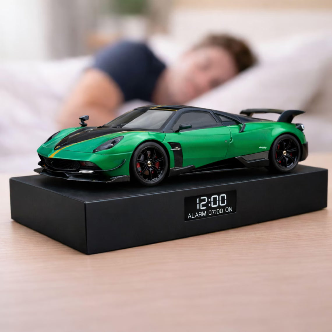 Pagani Huayra Car Alarm Clock – Handmade – Steam Effect – Green