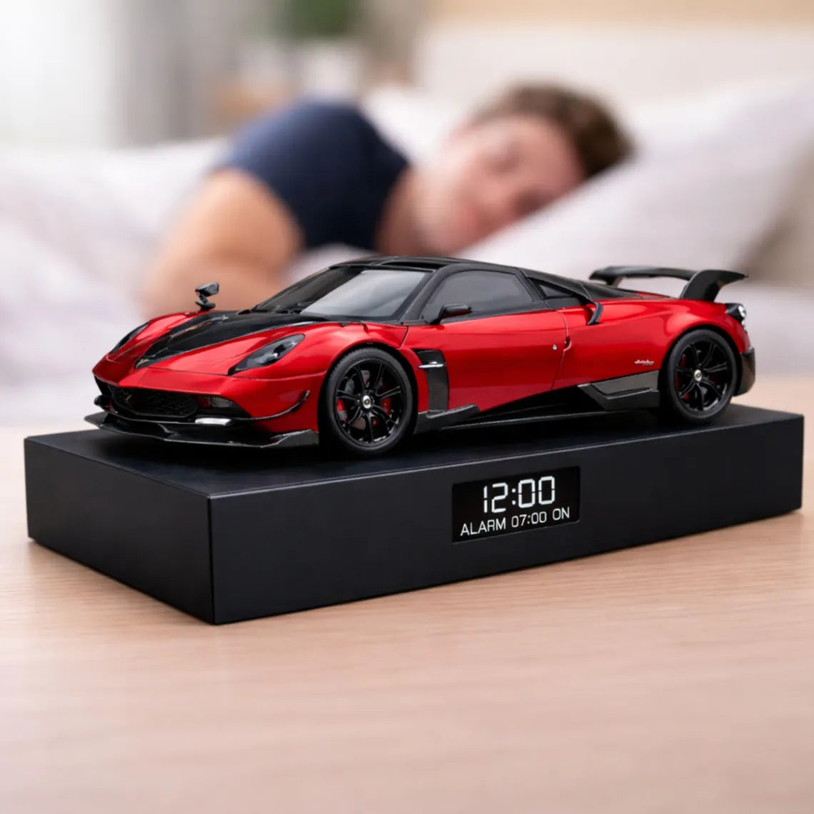 Pagani Huayra Car Alarm Clock – Handmade – Steam Effect – Red