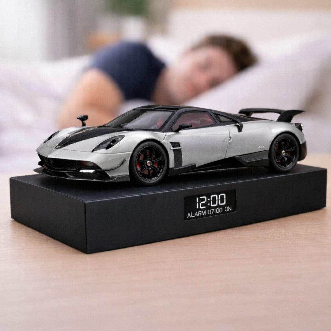 Pagani Huayra Car Alarm Clock – Handmade – Steam Effect – Gray