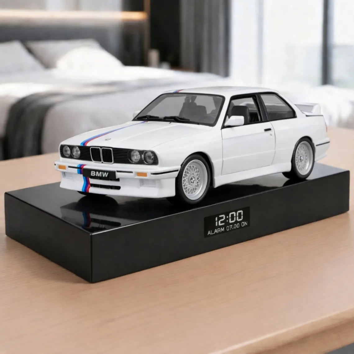 BMW E30 M3 Car Alarm Clock – Handmade – white