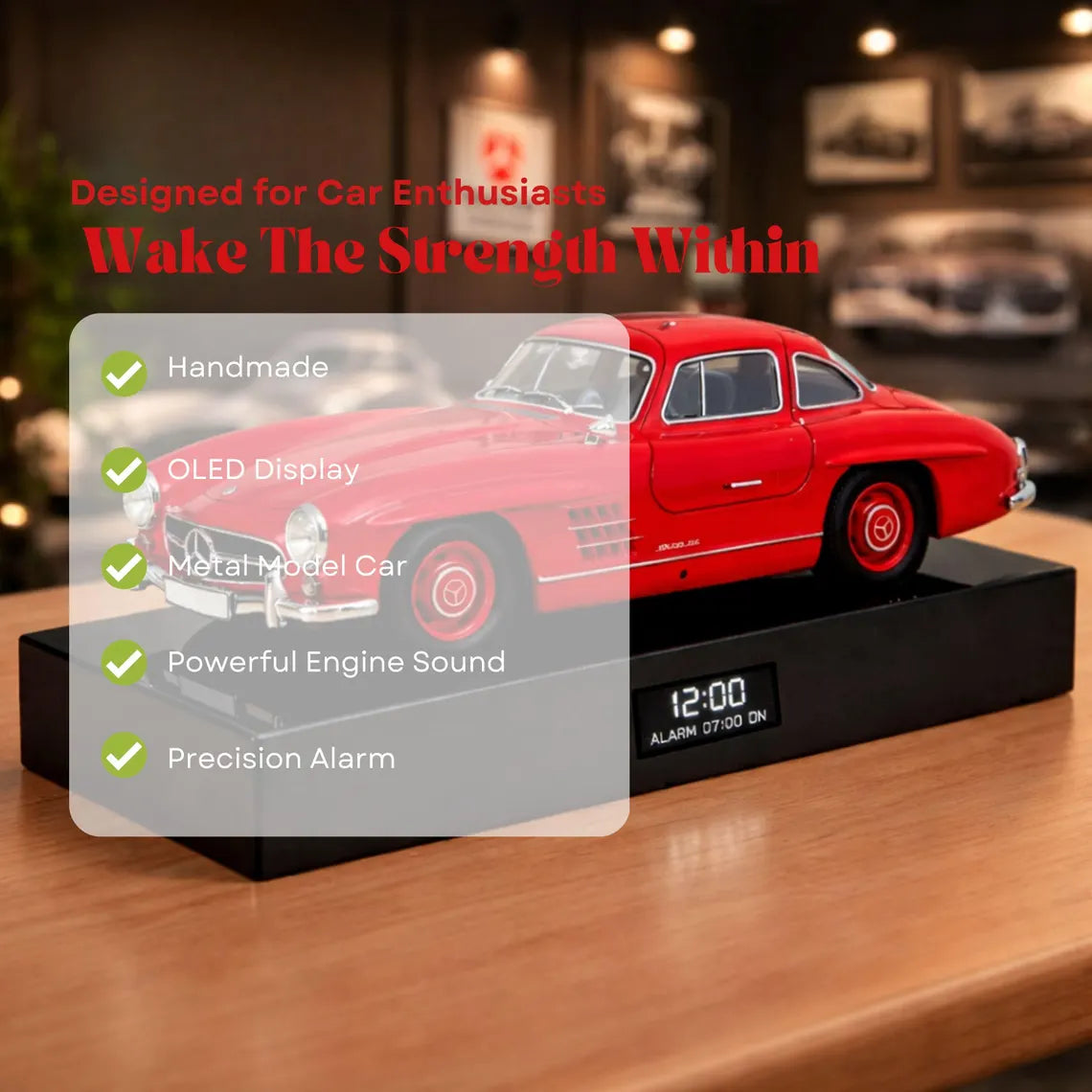 Mercedes Benz 300 SL Car Alarm Clock – Handmade