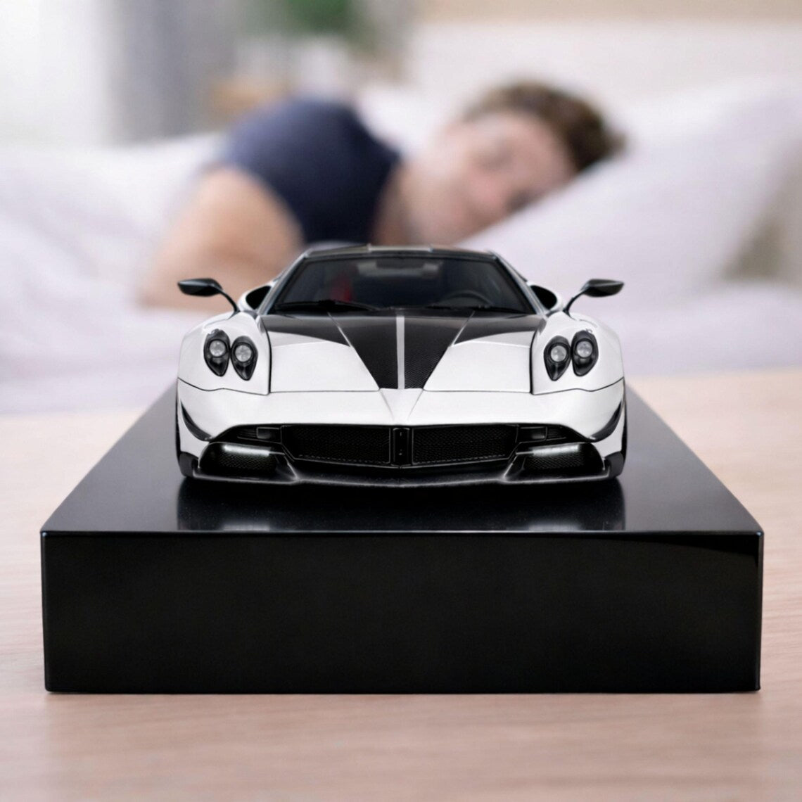 Pagani Huayra Car Alarm Clock – Handmade – Steam Effect – White