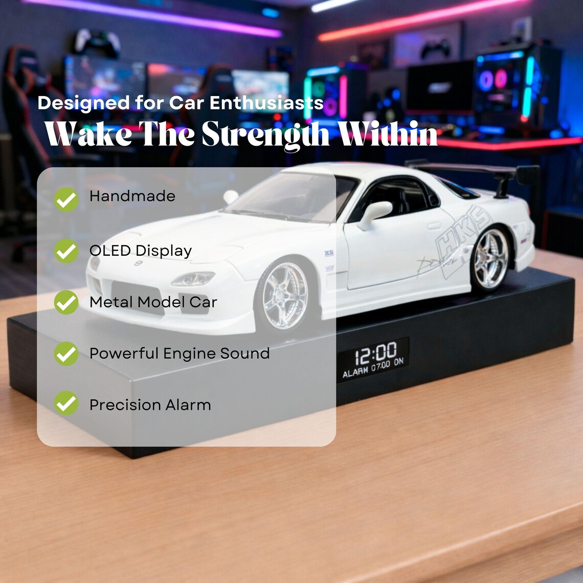 1993 Mazda RX-7 Car Alarm Clock – Handmade