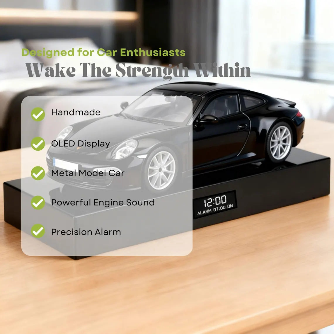 Porsche 911  S Car Alarm Clock – Handmade