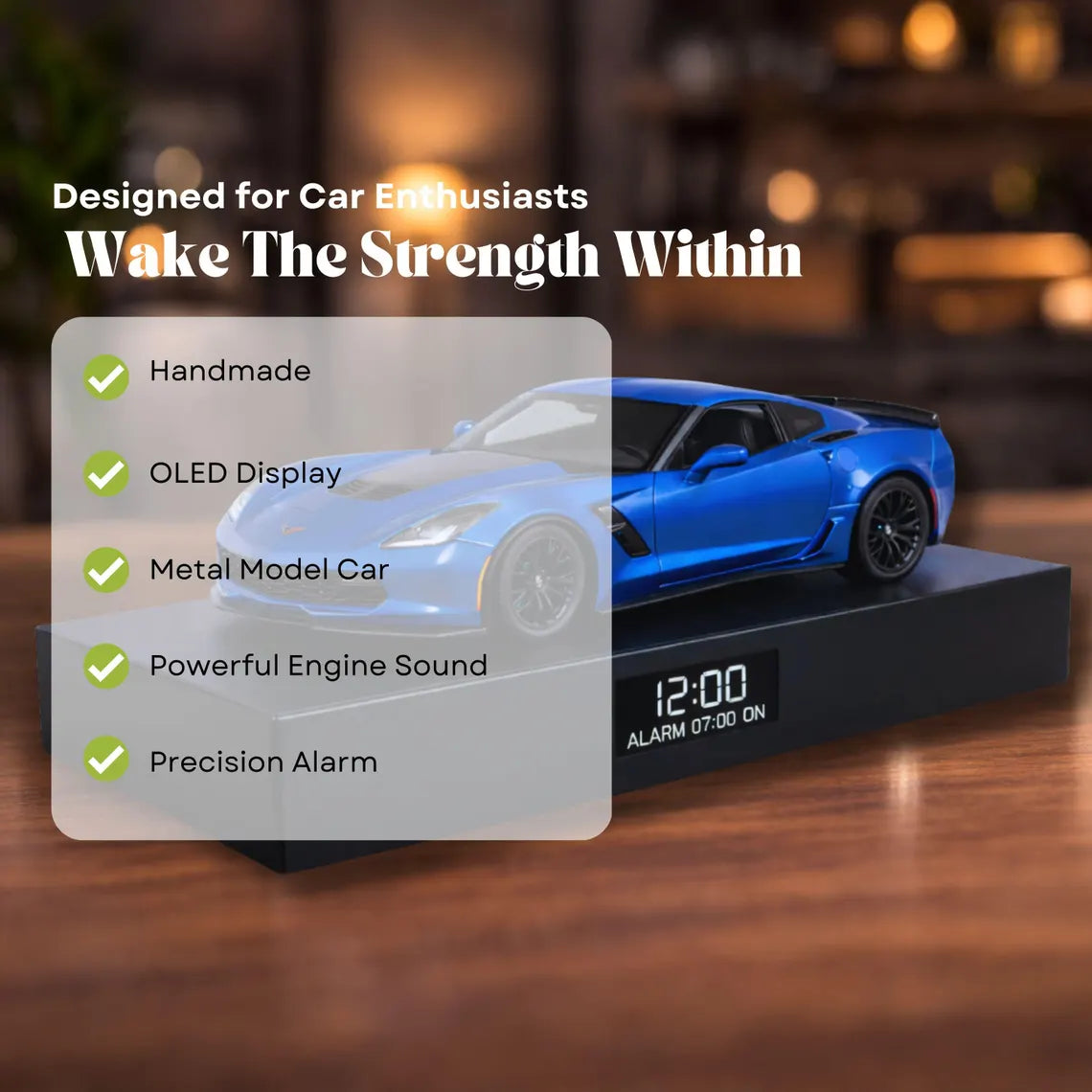 Chevrolet Corvette Z06 Car Alarm Clock – Handmade