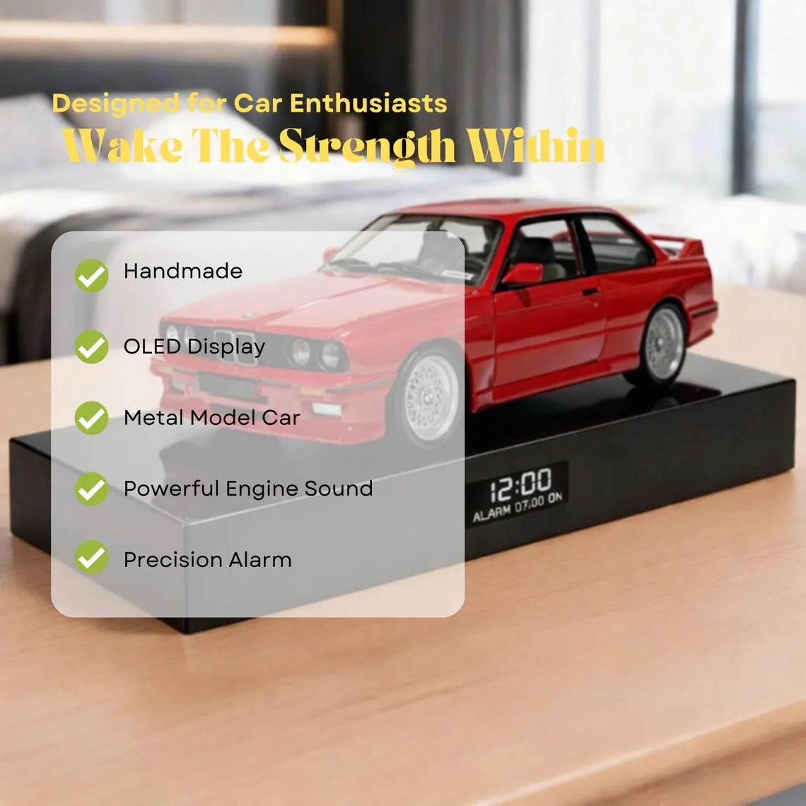 BMW E30 M3 Car Alarm Clock – Handmade – Red