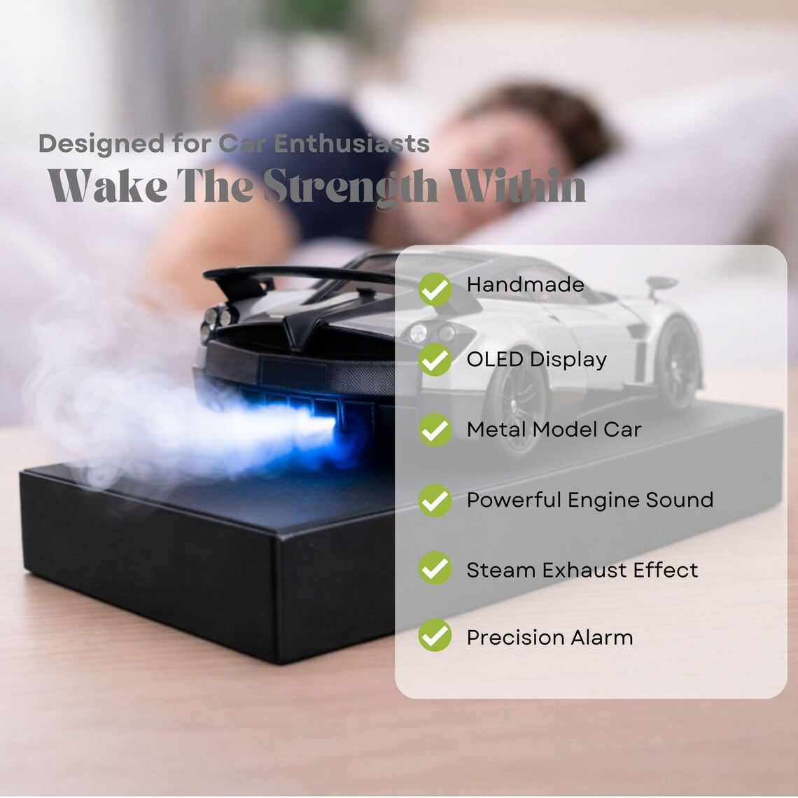 Pagani Huayra Car Alarm Clock – Handmade – Steam Effect – Gray