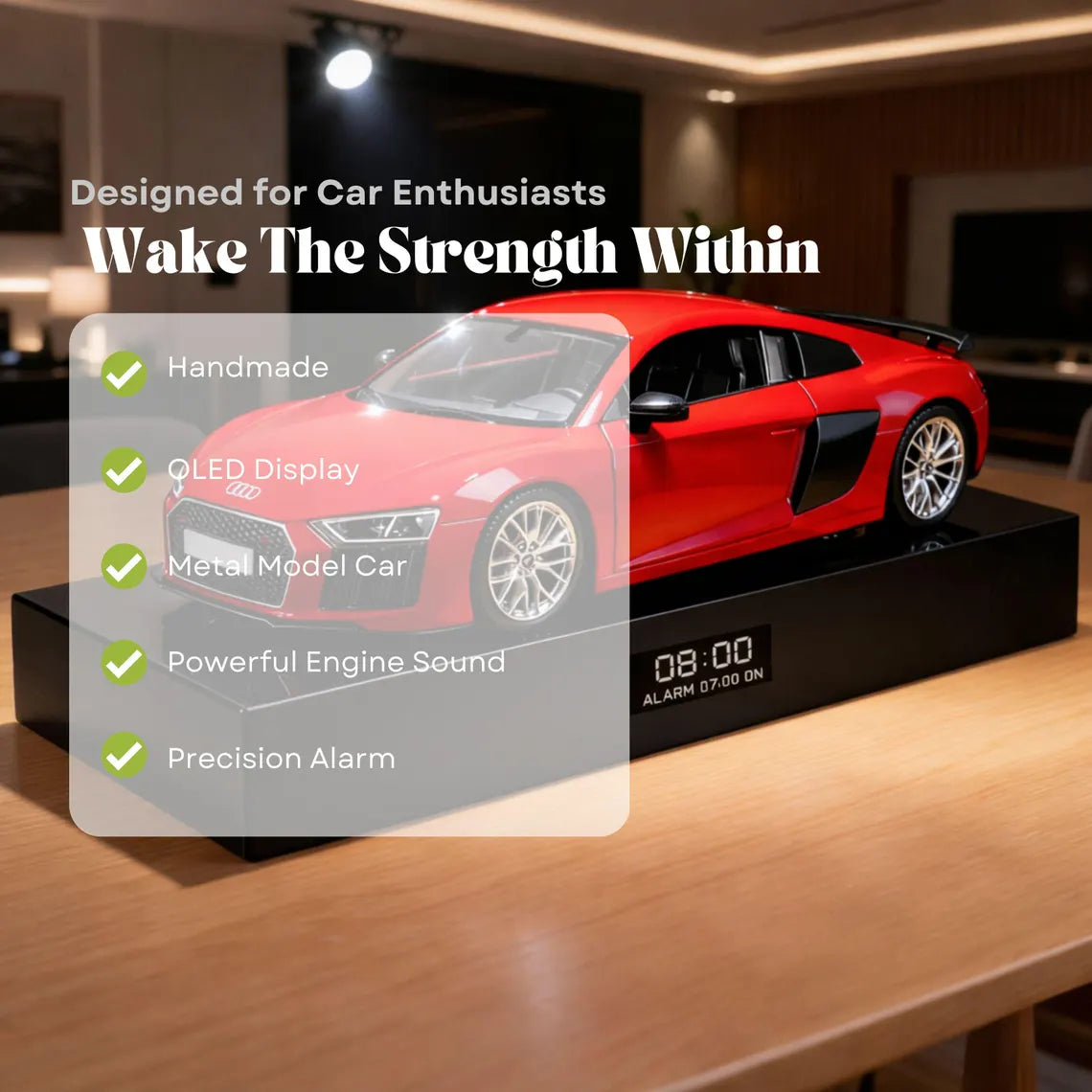 Audi R8 Car Alarm Clock – Handmade