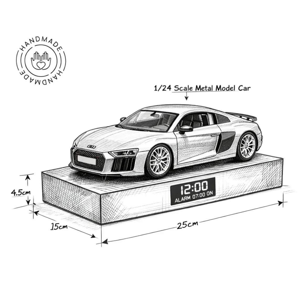 Audi R8 Car Alarm Clock – Handmade