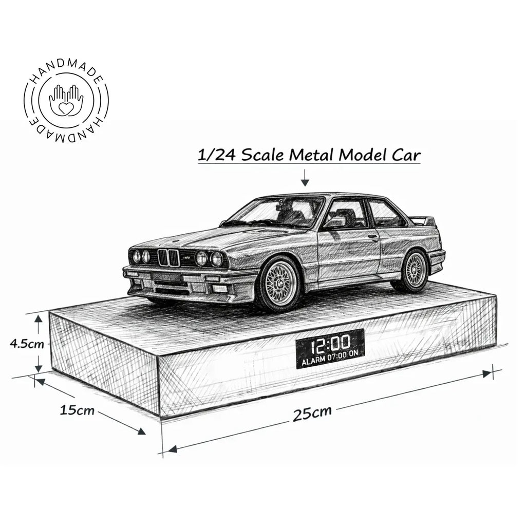 BMW E30 M3 Car Alarm Clock – Handmade – white