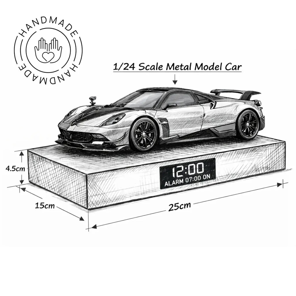 Pagani Huayra Car Alarm Clock – Handmade – Steam Effect – Red
