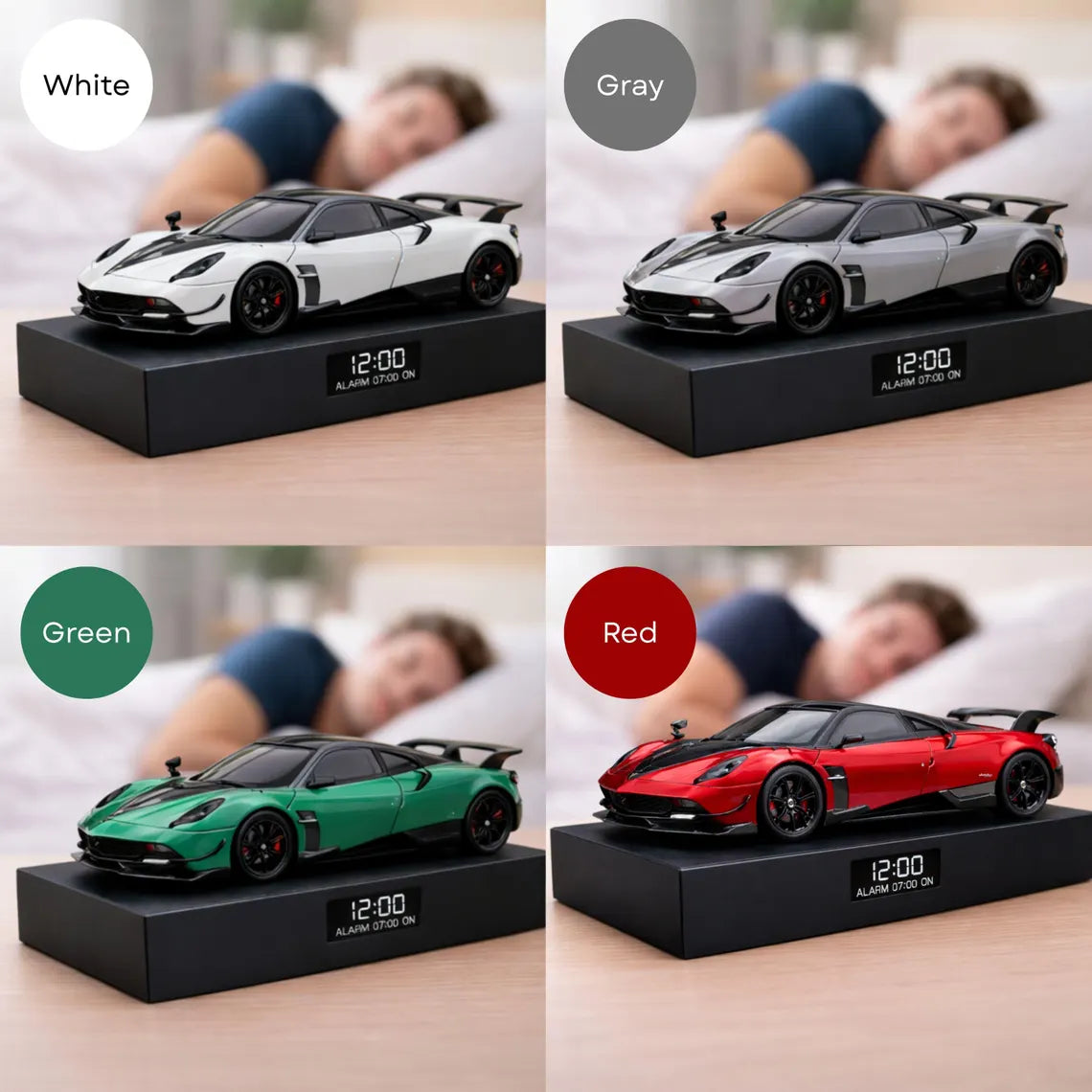 Pagani Huayra Car Alarm Clock – Handmade – Steam Effect – Red